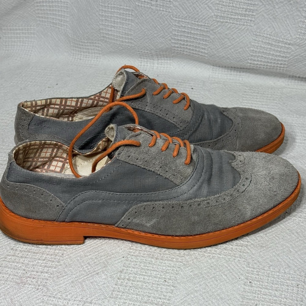Hey Dude Mens Shoes Vinci Wingtip‎ Oxford Men's Size 11 Gray  Neon Orange